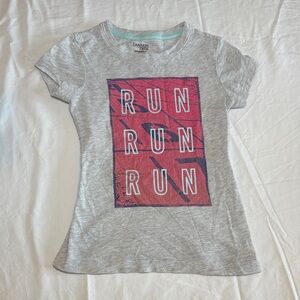 Danskin Gray Short Sleeve Tee with Pink 'RUN' Graphic